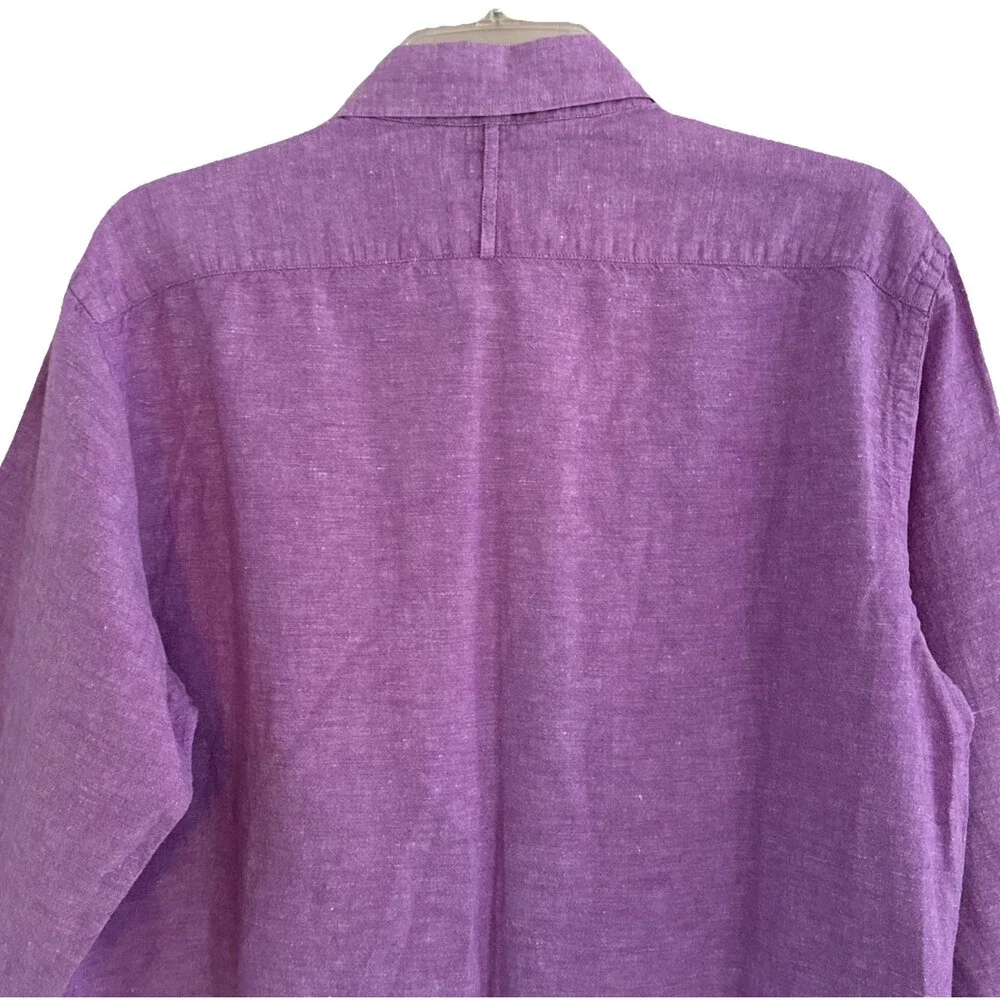 Banana Republic Slim Fit Linen Button Down Shirt Mens Size L Raspberry Coastal